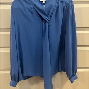Chic Women's Blue Tie-Neck Blouse
